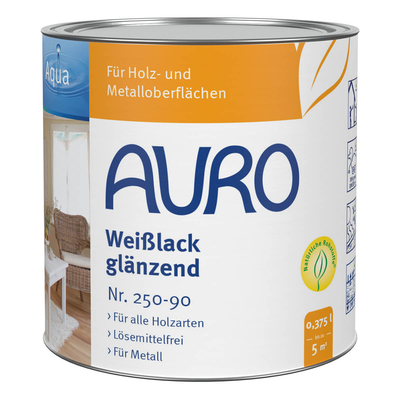 AURO Buntlack, glänzend, Weißlack, Aqua - Nr. 250-90 - 375 ml