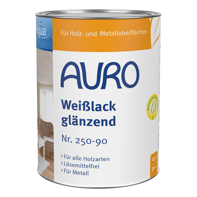 AURO Buntlack Aqua glänzend Nr. 250-90 Weiß - 2,5 Liter