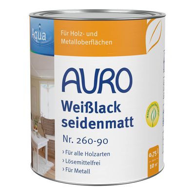 AURO Buntlack Aqua seidenmatt Nr. 260-90 Weißlack - 750 ml