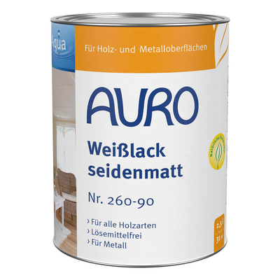 AURO Buntlack Aqua seidenmatt Nr. 260-90 Weißlack - 2,5 Liter