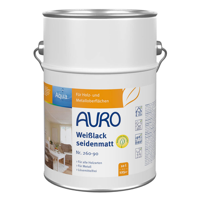 AURO Buntlack Aqua seidenmatt Nr. 260-90 Weißlack - 10 Liter