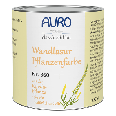 AURO Wandlasur-Pflanzenfarbe, Reseda-Gelb - Nr. 360-11 - 0,375 Liter