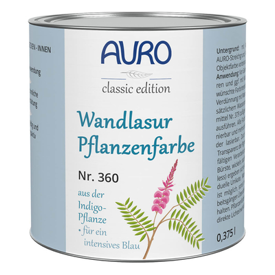 AURO Wandlasur-Pflanzenfarbe, Indigo-Blau - Nr. 360-51 - 0,375 Liter