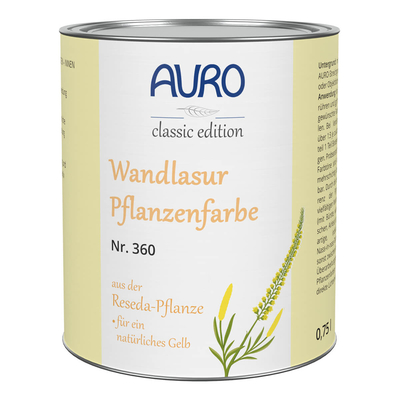 AURO Wandlasur-Pflanzenfarbe, Reseda-Gelb - Nr. 360-11 - 0,75 Liter