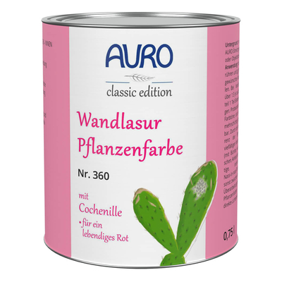 AURO Wandlasur-Pflanzenfarbe, Cochenille-Rot - Nr. 360-49 - 0,75 Liter